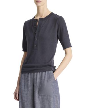 Vince Elbow Sleeve Henley - Blue