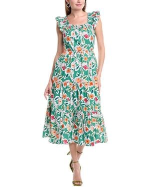 English Factory Back Bow Floral Midi Dress - Green