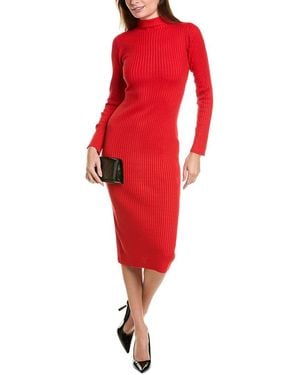 Bebe Bell-Sleeve Turtleneck Midi Dress - Red