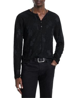 John Varvatos Agustin Regular Fit Linen & Wool-Blend Henley - Black