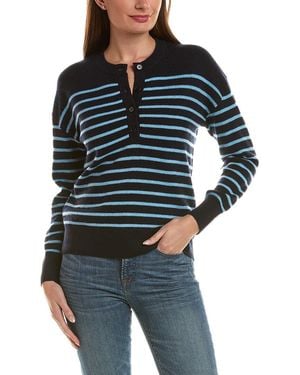 InCashmere 100% Cashmere Henley Jumper - Blue