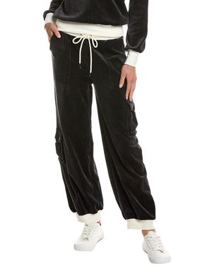 Chaser Brand Velour Contrast Rib Raquel Jogger Pant - Black