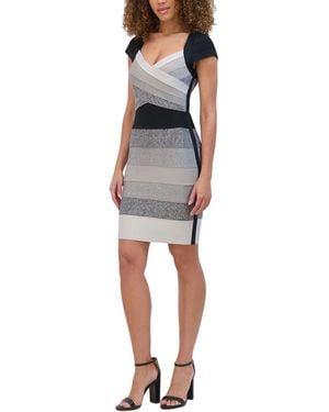 Siena Jewelry Bandage Knit Cap Sleeve Mini Dress - Blue