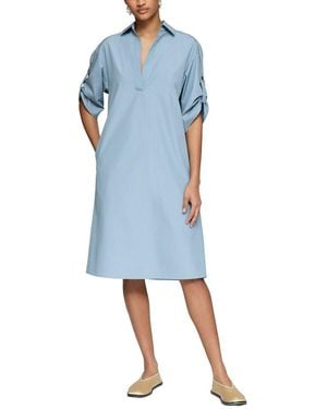 Lafayette 148 New York Tab Sleeve Popover Dress - Blue