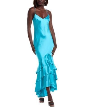 ML Monique Lhuillier Lenora Satin Midi Dress - Blue