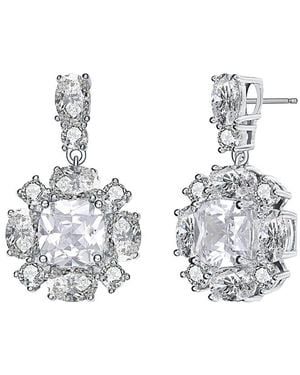 Rachel Glauber Silver Cz Drop Earrings - Metallic