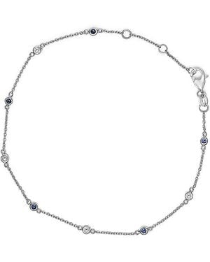Haus of Brilliance Colourful Gemstones 14K 0.34 Ct. Tw. Diamond & Sapphire Station Bracelet - White