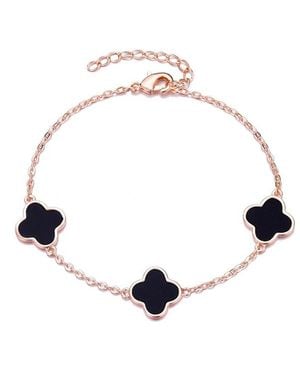 Adornia 14K Rose Plated Clover Station Bracelet - White