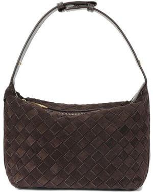 Tiffany & Fred Paris Mini Woven Suede Shoulder Bag - Brown
