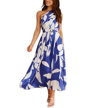 LOEY One-Shoulder Maxi Dress - Blue