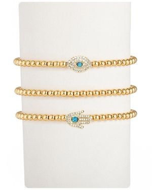 Eye Candy LA The Luxe Collection Titanium Cz Hamsa & Evil Eye Stretch Bracelet - Metallic