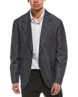 Brunello Cucinelli Linen & Wool-blend Blazer - Gray