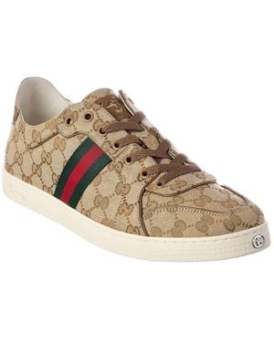 Gucci Stretch Low Top Gg Canvas & Leather Trainer - Natural