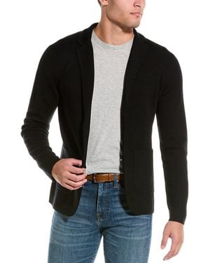 Bruno Magli Milano Stitch Suede Trim Wool Blazer - Black