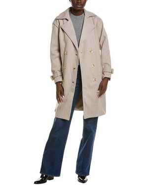 Marion Collared Neck Buttoned Coat - Natural
