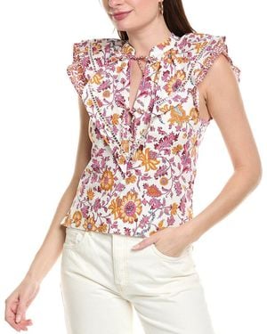 10 Crosby Derek Lam Najah Ruffle Sleeve Blouse - White