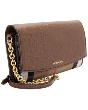 Burberry Beige Leather House Check Henley Chain Wallet (authentic Pre-loved) - Brown