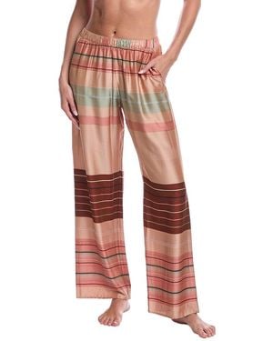 Hanro Striped Colorblocked Silk-Blend Pant - Red