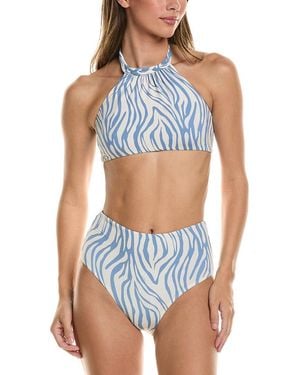 Manebí Manebi 2Pc Braided Halter Neck Bikini Set - Blue