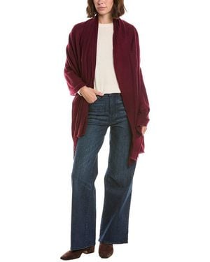 Amicale Cashmere Plain Weave Solid Cashmere Wrap - Red
