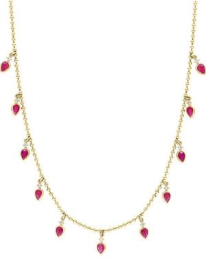 Effy Fine Jewelry 14K 1.91 Ct. Tw. Diamond & Ruby Necklace - Multicolour