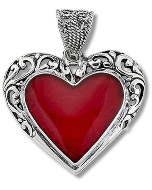 Samuel B. Silver Heart Pendant - Red
