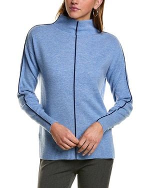 InCashmere Tipped Mock Neck Cashmere Jumper - Blue