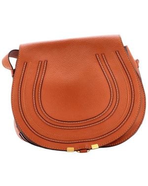 Chloé Brown Sheep Leather Marcie Crossbody Medium (authentic Pre-loved) - Orange
