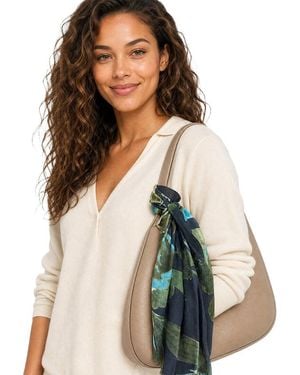 Blue Pacific Floral Dip Silk-Blend Neckerchief - Natural
