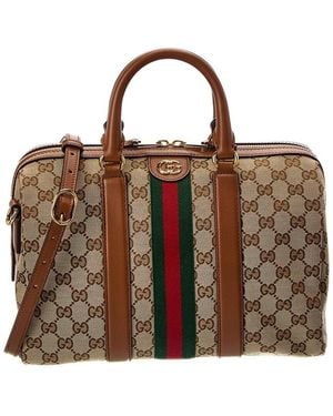 Gucci Ophidia Medium Canvas & Leather Satchel - Brown