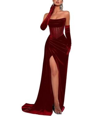 LOEY Solid Sleeveless Maxi Dress - Red