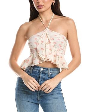 AFRM Willie Halter Front Ruffle Top - Blue