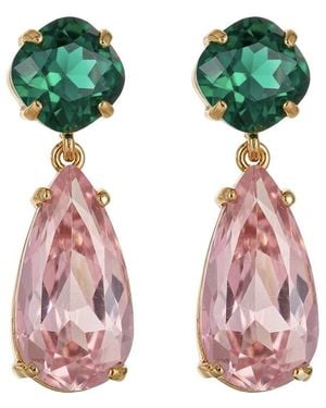 Liv Oliver 18K Plated 12.90 Ct. Tw. Quartz Earrings - Green