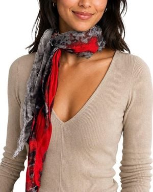 Blue Pacific Watercolor Cashmere-Blend Neckerchief - Red