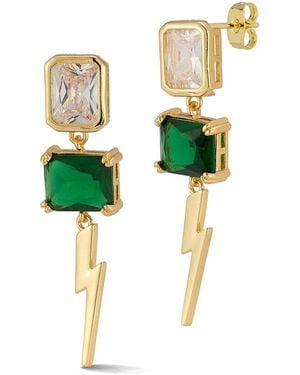 Chloe and Madison Plated Cz Lighting Bolt Earrings - White