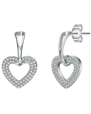 Rachel Glauber Plated Cz Heart Earrings - Metallic