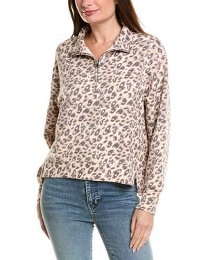 Vintage Havana Printed Cloud Quarter Zip Pullover - Brown