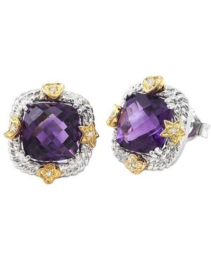 Gemstones 3.98 Ct. Tw. Diamond & Amethyst Earrings - Blue