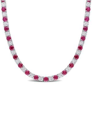 Rina Limor 33.00 Ct. Tw. Lab-Grown Ruby & Sapphire Necklace - Pink