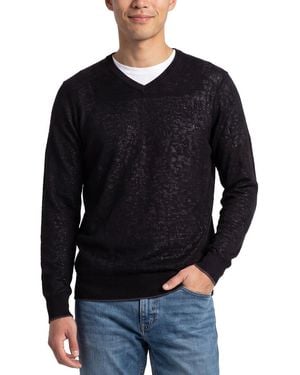 RAFFI Jacquard Wool-Blend V-Neck Jumper - Black