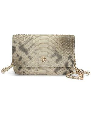 Tiffany & Fred Paris Python-Embossed Leather Crossbody - Gray