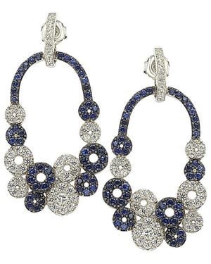 Suzy Levian 18k & Silver 5.44 Ct. Tw. Sapphire Earrings - Metallic