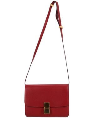 Celine Medium Classic Box Shoulder Bag (Authentic Pre-Loved) - Red