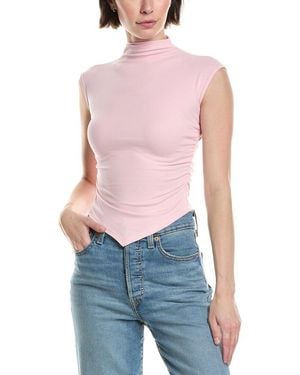 Avantlook Ruched Mock Neck Top - Blue