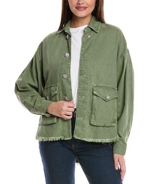 AllSaints Hettie Linen-Blend Jacket - Green