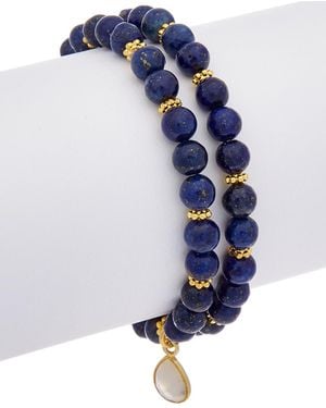 Rachel Reinhardt Jewelry 14k Over Silver Gemstone Stretch Bracelet - Blue