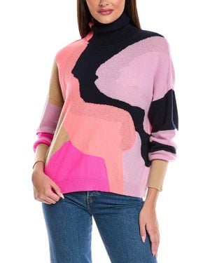 Brodie Cashmere Abstract Roll Neck Sweater - Pink
