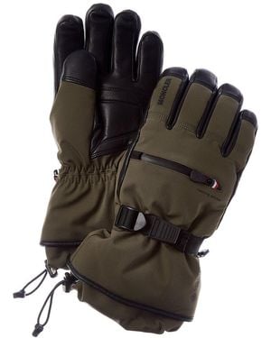 Moncler Leather-Trim Gloves - Black