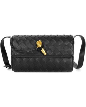 Tiffany & Fred Paris Hand-Woven Leather Shoulder Bag - Black