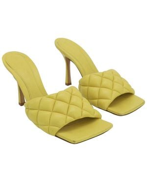 Bottega Veneta Leather Quilted Padded Mule (Authentic Pre-Loved) - Yellow